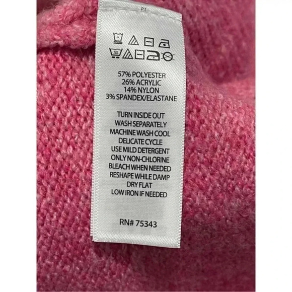 Cupcakes & Cashmere Eiffel Tower Long Sleeve Turtle Neck Sweater Top Pink M - Picture 4 of 4